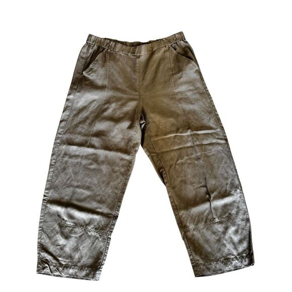 Eileen Fisher Pants Pull On Tencel Blend  Beige Ankle Pocket Sz M # 2405 - Picture 1 of 14